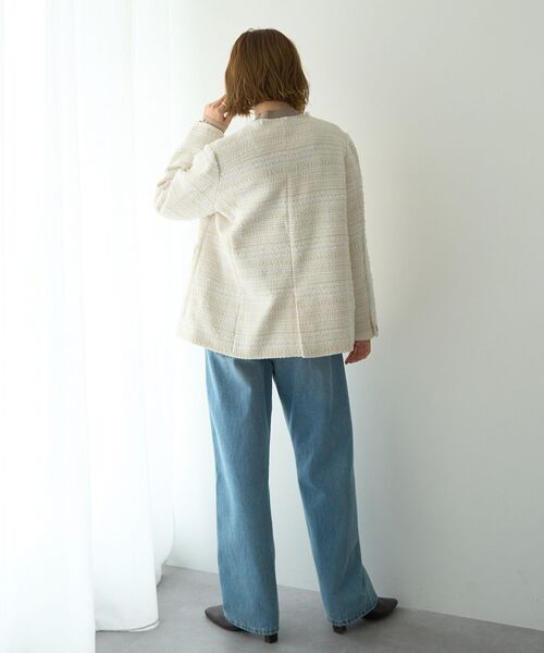 YECCA VECCA（イェッカヴェッカ）の「ノーカラーツイードジャケット（テーラードジャケット・レディース・アイボリー/ブラック・FREE）」の20枚目の写真