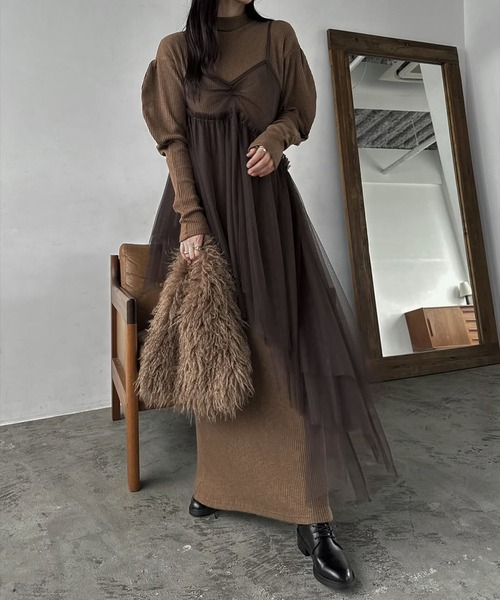 セール】asymmetry layered tulle cami OP（ワンピース）｜WILLFULLY