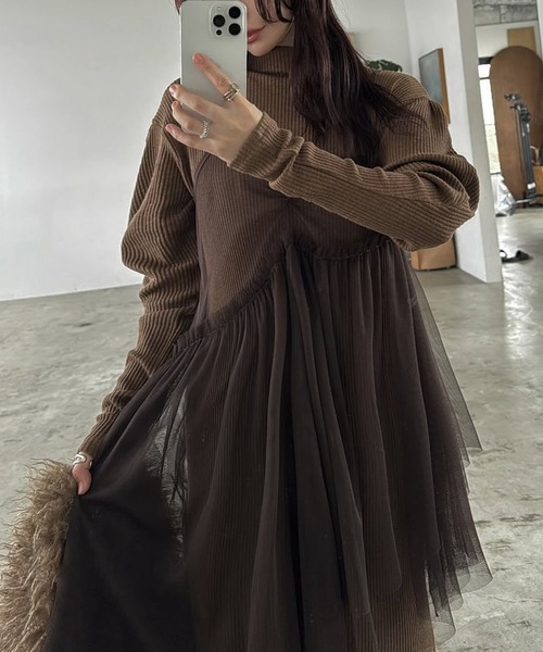 【タイムセール】willfully チュール　ワンピース セール】asymmetry layered tulle cami OP（ワンピース）｜WILLFULLY