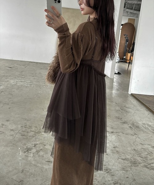 セール】asymmetry layered tulle cami OP（ワンピース）｜WILLFULLY