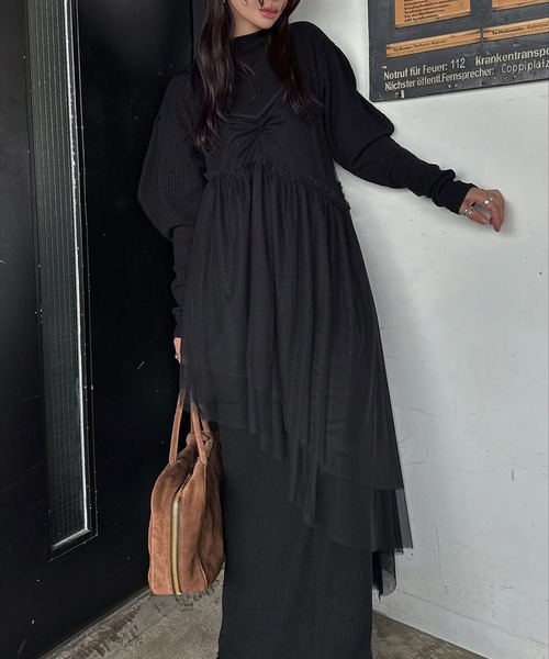 セール】asymmetry layered tulle cami OP（ワンピース）｜WILLFULLY