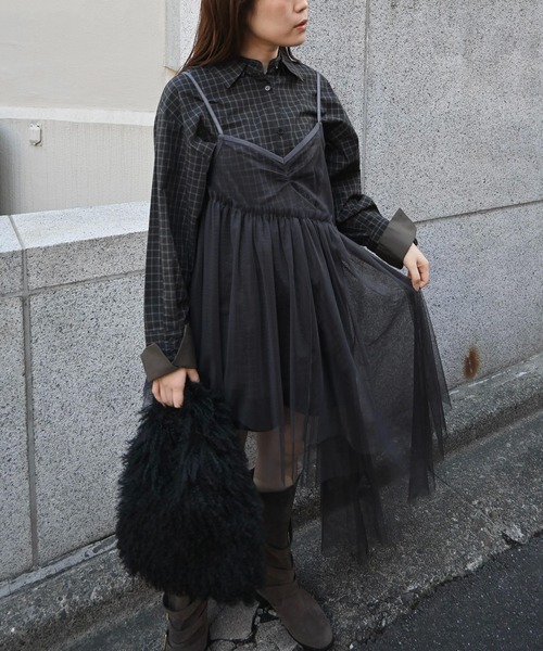 セール】asymmetry layered tulle cami OP（ワンピース）｜WILLFULLY
