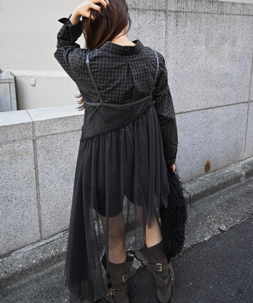 【タイムセール】willfully チュール　ワンピース セール】asymmetry layered tulle cami OP（ワンピース）｜WILLFULLY
