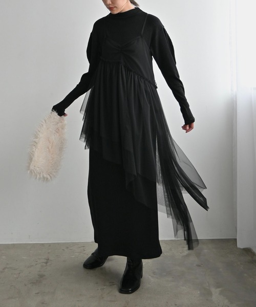 セール】asymmetry layered tulle cami OP（ワンピース）｜WILLFULLY
