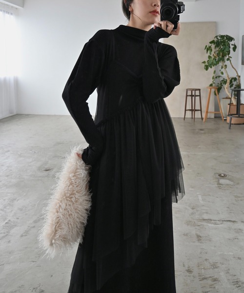 セール】asymmetry layered tulle cami OP（ワンピース）｜WILLFULLY