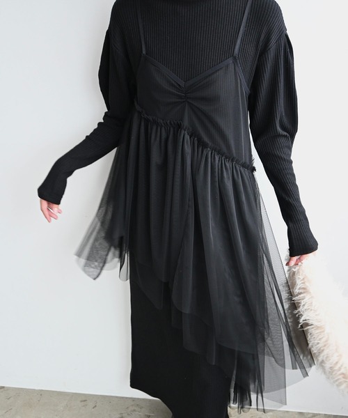 セール】asymmetry layered tulle cami OP（ワンピース）｜WILLFULLY