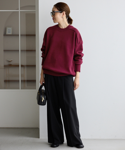 スローブイエナ　オーバーサイズスウェットライクニット セール】《WEB限定/追加2》オーバーサイズ スウェットライクニット