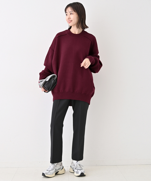 SLOBE IENA（スローブイエナ）の「《WEB限定/追加2》オーバーサイズ スウェットライクニット（ニット/セーター・レディース・ボルドー/チャコールグレー/ベージュ/ブルー/アイボリー・FREE）」の9枚目の写真