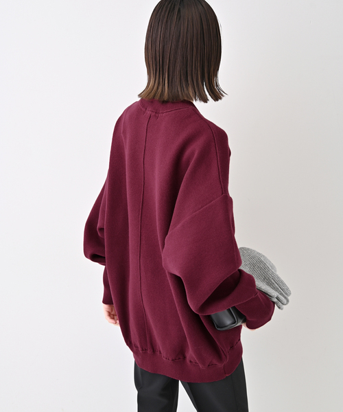 SLOBE IENA（スローブイエナ）の「《WEB限定/追加2》オーバーサイズ スウェットライクニット（ニット/セーター・レディース・ボルドー/チャコールグレー/ベージュ/ブルー/アイボリー・FREE）」の12枚目の写真