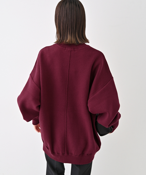 SLOBE IENA（スローブイエナ）の「《WEB限定/追加2》オーバーサイズ スウェットライクニット（ニット/セーター・レディース・ボルドー/チャコールグレー/ベージュ/ブルー/アイボリー・FREE）」の13枚目の写真