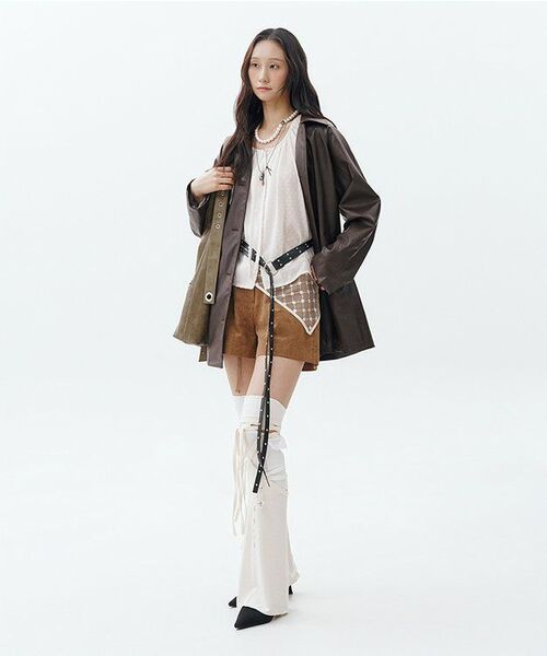 LETERIE(レテリー)の「RAGLAN LEATHER JACKET_BROWN(ライダースジャケット・レディース・ブラウン・FREE)」の7枚目の写真