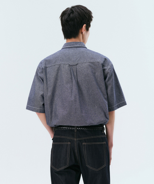 MUSINSA STANDARD（ムシンサスタンダード）の「シャンブレー半袖ワークシャツ[ブルー]（シャツ/ブラウス・メンズ・その他・MEDIUM/LARGE/X-LARGE/XX-LARGE）」の4枚目の写真