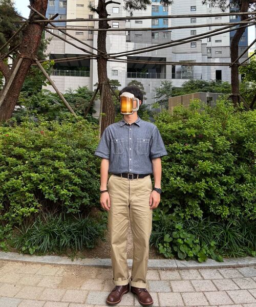 MUSINSA STANDARD（ムシンサスタンダード）の「シャンブレー半袖ワークシャツ[ブルー]（シャツ/ブラウス・メンズ・その他・MEDIUM/LARGE/X-LARGE/XX-LARGE）」の7枚目の写真