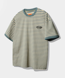 VLADブランドストライプリンガー半袖Tシャツ_イエロー&グリーン