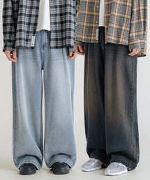 LEMAIN SECOND（リメインセカンド）の「[2PACK] VINTAGE CAT WASHING WIDE DENIM PANTS - LIGHT BLUE/YELLOW WASHING（デニムパンツ）」