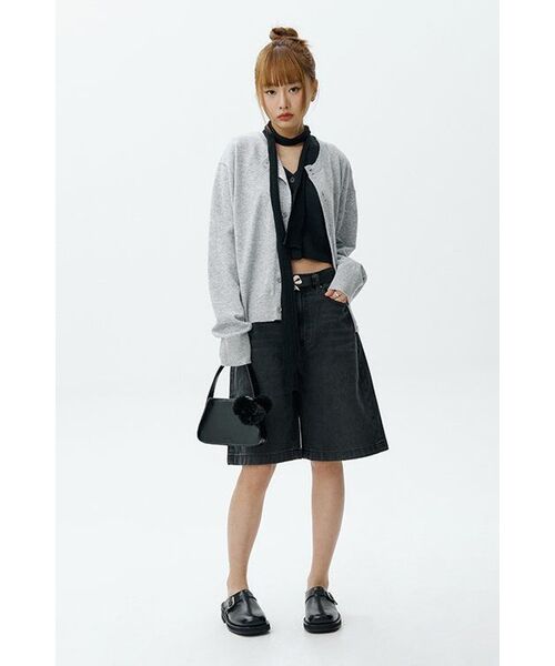 MUSINSA STANDARD WOMAN（ムシンサスタンダードウーマン）の「ウィメンズワイドデニムショーツ[ウォッシュドブラック]（デニムパンツ・レディース・その他・30/24/25/26/27/28/29）」の13枚目の写真
