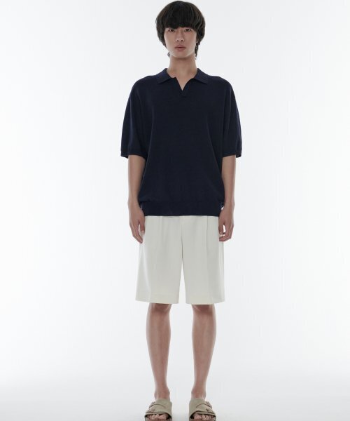 MUSINSA STANDARD（ムシンサスタンダード）の「クールタッチスリットネックニットポロシャツ[ネイビー]（ニット/セーター・メンズ・その他・SMALL/MEDIUM/LARGE/X-LARGE/XX-LARGE）」の2枚目の写真