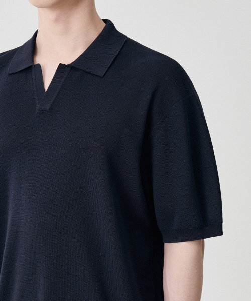 MUSINSA STANDARD（ムシンサスタンダード）の「クールタッチスリットネックニットポロシャツ[ネイビー]（ニット/セーター・メンズ・その他・SMALL/MEDIUM/LARGE/X-LARGE/XX-LARGE）」の6枚目の写真
