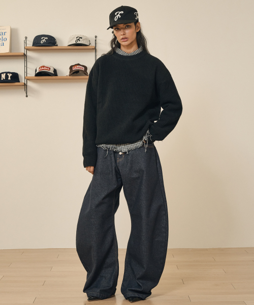 TAKEASY(テイクイージー)の「ラムスウールクルーネックオーバーニット(ブラック)(ニット/セーター・メンズ・その他・SMALL/MEDIUM/LARGE)」の22枚目の写真