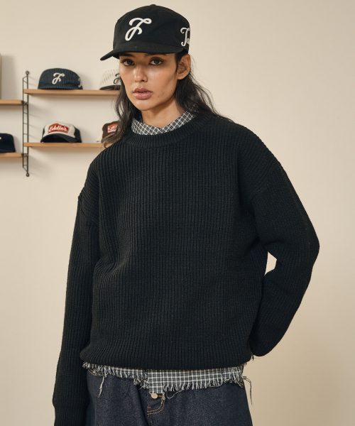 TAKEASY(テイクイージー)の「ラムスウールクルーネックオーバーニット(ブラック)(ニット/セーター・メンズ・その他・SMALL/MEDIUM/LARGE)」の21枚目の写真