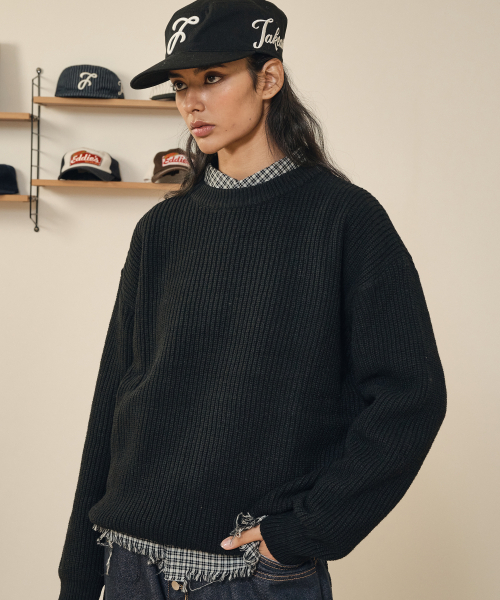 TAKEASY(テイクイージー)の「ラムスウールクルーネックオーバーニット(ブラック)(ニット/セーター・メンズ・その他・SMALL/MEDIUM/LARGE)」の20枚目の写真