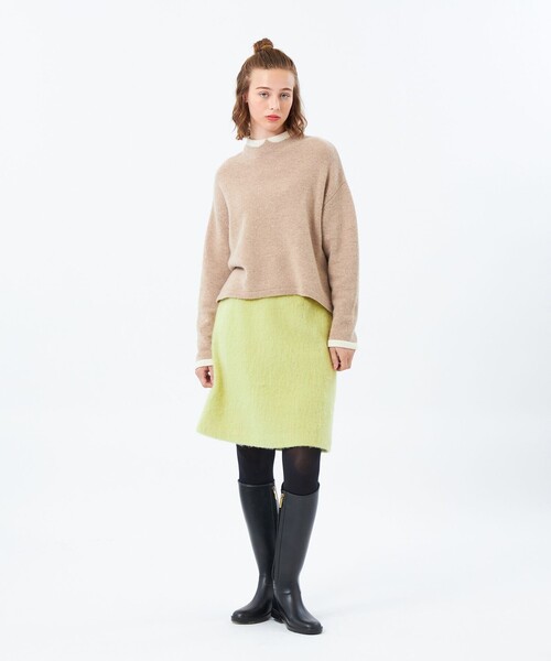 MACKINTOSH PHILOSOPHY（ﾏｯｷﾝﾄｯｼｭ ﾌｨﾛｿﾌｨｰ）の「ウールシャギーショートスカート（スカート・レディース・ベージュ/ブラック/ライトイエロー・38/36）」の6枚目の写真