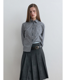 Twin Button Check Shirt Navy