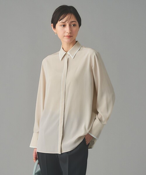 UNITED ARROWS（ユナイテッドアローズ）の「バイカラー レギュラーシャツブラウス（シャツ/ブラウス・レディース・オフホワイト/ネイビー/ベージュ・FREE）」の10枚目の写真