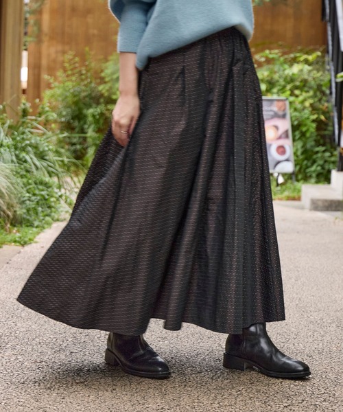 MICA&DEAL（マイカ＆ディール）の「ドット柄タックギャザースカート（スカート・レディース・ブラウン/ブラック・FREE）」の8枚目の写真