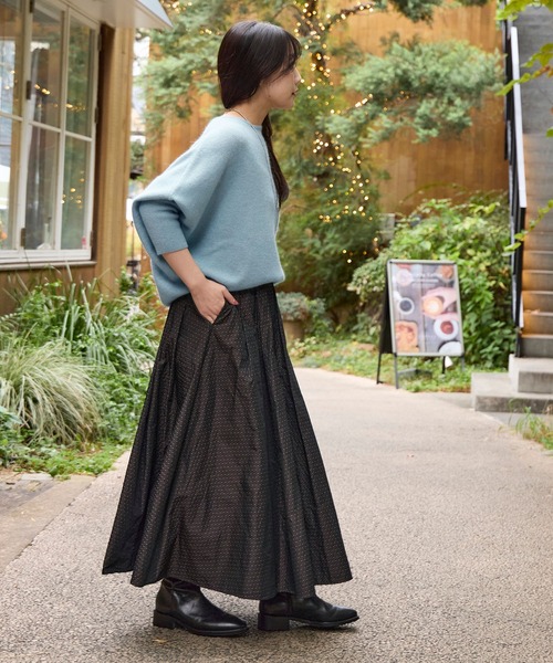 MICA&DEAL（マイカ＆ディール）の「ドット柄タックギャザースカート（スカート・レディース・ブラウン/ブラック・FREE）」の9枚目の写真