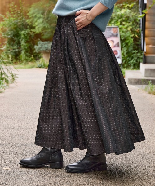MICA&DEAL（マイカ＆ディール）の「ドット柄タックギャザースカート（スカート・レディース・ブラウン/ブラック・FREE）」の10枚目の写真