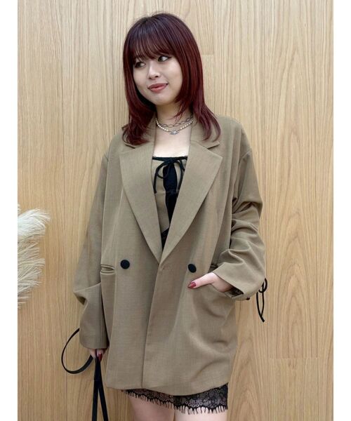 EVRIS（エヴリス）の「レースアップテーラードジャケット【セットアップ着用可能】（テーラードジャケット・レディース・ブラック/ブラウン/その他1・FREE）」の2枚目の写真