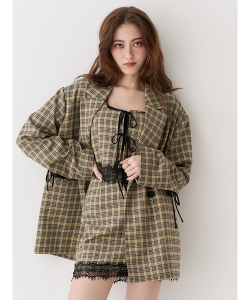 EVRIS（エヴリス）の「レースアップテーラードジャケット【セットアップ着用可能】（テーラードジャケット・レディース・ブラック/ブラウン/その他1・FREE）」の3枚目の写真