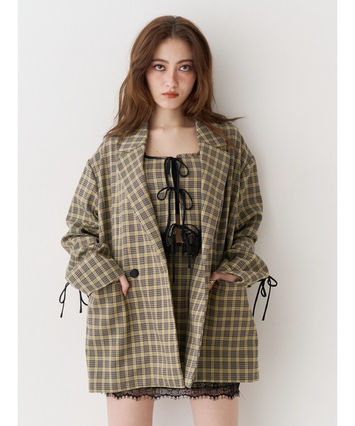 EVRIS（エヴリス）の「レースアップテーラードジャケット【セットアップ着用可能】（テーラードジャケット・レディース・ブラック/ブラウン/その他1・FREE）」の6枚目の写真