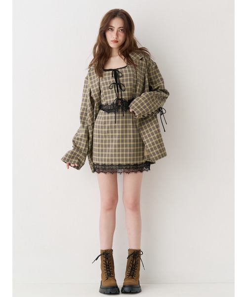 EVRIS（エヴリス）の「レースアップテーラードジャケット【セットアップ着用可能】（テーラードジャケット・レディース・ブラック/ブラウン/その他1・FREE）」の9枚目の写真