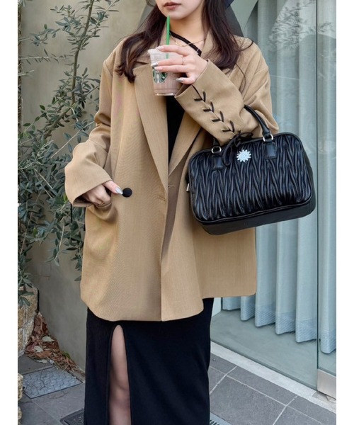 EVRIS(エヴリス)の「レースアップテーラードジャケット【セットアップ着用可能】春服(テーラードジャケット・レディース・ブラック/ブラウン/その他1・FREE)」の10枚目の写真