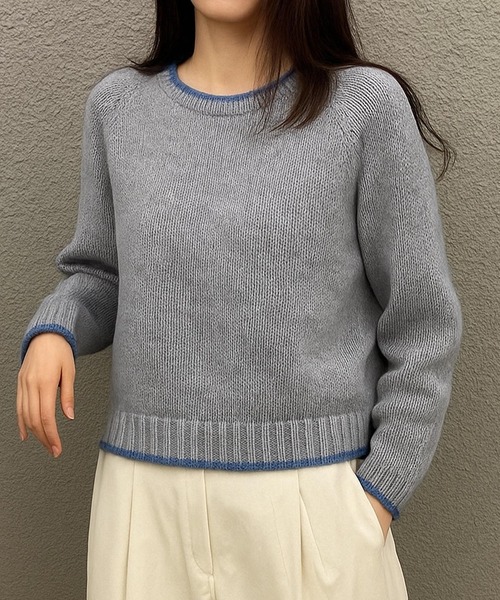 Dewlily(デューリリー)の「毎日に寄り添う上品なカジュアル◎ラインカラーニットトップス(ニット/セーター・レディース・ピンク/アイボリー/グレー/ベージュ・FREE)」の9枚目の写真