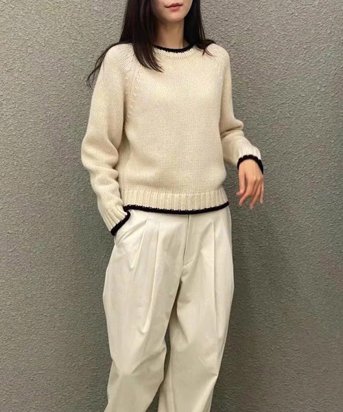 Dewlily(デューリリー)の「毎日に寄り添う上品なカジュアル◎ラインカラーニットトップス(ニット/セーター・レディース・ピンク/アイボリー/グレー/ベージュ・FREE)」の16枚目の写真