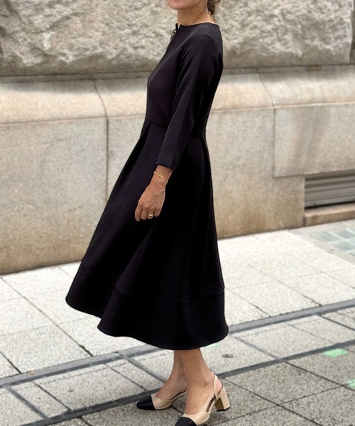 ST.ROONEY(セントルーニー)の「キーネックフレアワンピース【低身長・小柄女性向け】(ワンピース・レディース・ネイビー/ブラック・XS)」の15枚目の写真