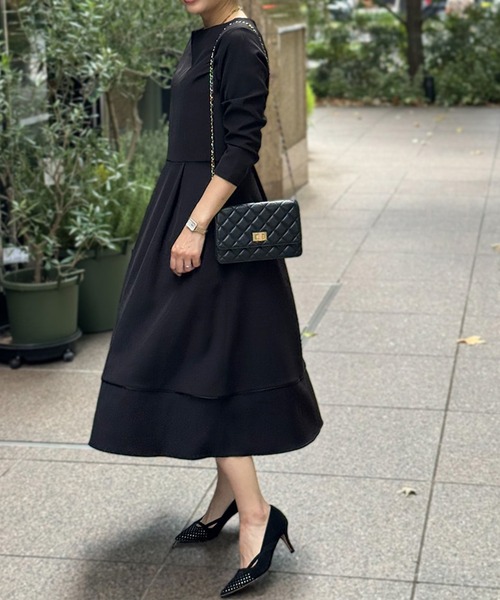 ST.ROONEY(セントルーニー)の「キーネックフレアワンピース【低身長・小柄女性向け】(ワンピース・レディース・ネイビー/ブラック・XS)」の16枚目の写真