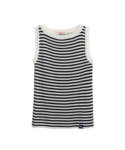 SLOWLOLLI(スローローリ)の「Striped knit sleeveless_3 Colors(Tシャツ/カットソー・レディース・アイボリー/ブラック/Beige・FREE)」の1枚目の写真