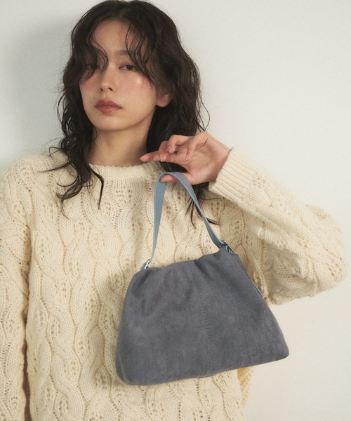 Shelly island（シェリーアイランド）の「スウェードギャザーバッグ（ショルダーバッグ・レディース・ブルー/ブラック/ブラウン・FREE）」の3枚目の写真