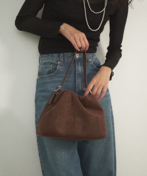 Shelly island（シェリーアイランド）の「スウェードギャザーバッグ（ショルダーバッグ・レディース・ブルー/ブラック/ブラウン・FREE）」の8枚目の写真