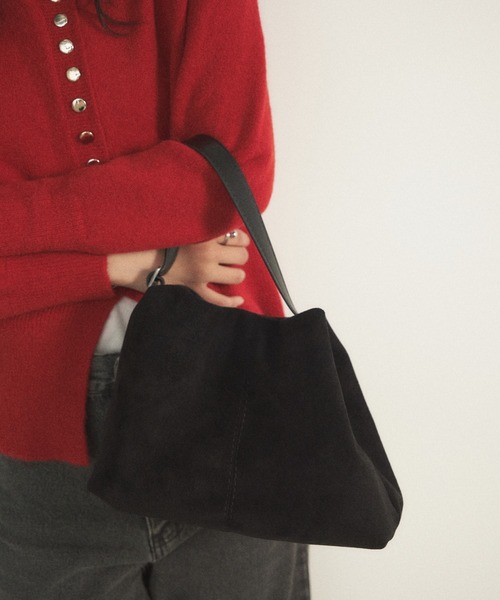 Shelly island（シェリーアイランド）の「スウェードギャザーバッグ（ショルダーバッグ・レディース・ブルー/ブラック/ブラウン・FREE）」の6枚目の写真