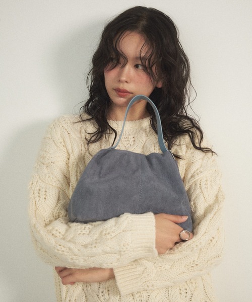 Shelly island（シェリーアイランド）の「スウェードギャザーバッグ（ショルダーバッグ・レディース・ブルー/ブラック/ブラウン・FREE）」の10枚目の写真