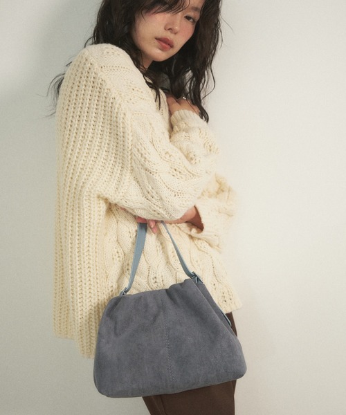 Shelly island（シェリーアイランド）の「スウェードギャザーバッグ（ショルダーバッグ・レディース・ブルー/ブラック/ブラウン・FREE）」の12枚目の写真