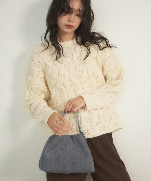 Shelly island（シェリーアイランド）の「スウェードギャザーバッグ（ショルダーバッグ・レディース・ブルー/ブラック/ブラウン・FREE）」の11枚目の写真