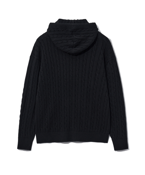YALE（イェール）の「ケーブルニットフードジップアップ_ブラック（ニット/セーター・レディース・その他・SMALL/MEDIUM/LARGE/X-LARGE）」の3枚目の写真