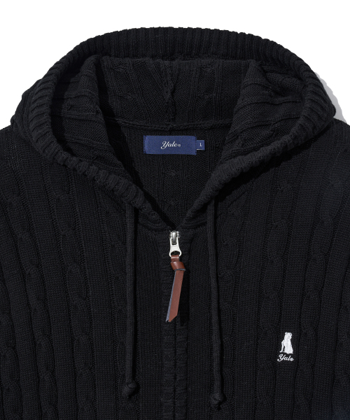 YALE（イェール）の「ケーブルニットフードジップアップ_ブラック（ニット/セーター・レディース・その他・SMALL/MEDIUM/LARGE/X-LARGE）」の4枚目の写真