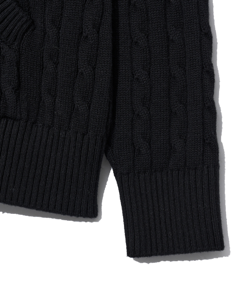 YALE（イェール）の「ケーブルニットフードジップアップ_ブラック（ニット/セーター・レディース・その他・SMALL/MEDIUM/LARGE/X-LARGE）」の6枚目の写真